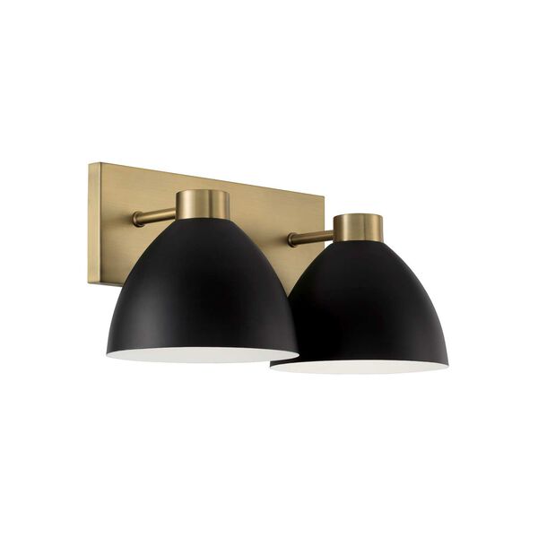 Ross Aged Brass and Black Two-Light Bath Vanity, image 1