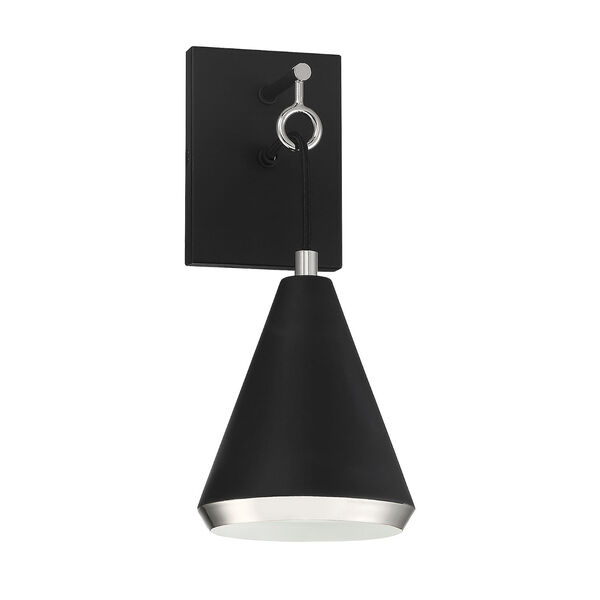 Chelsea Matte Black and Polished Nickel One-Light Wall Sconce, image 2