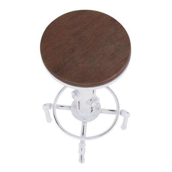 Hydra Vintage White and Brown Bar Stool with Foot Ring, image 6