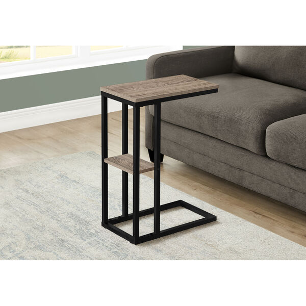 Dark Taupe and Black End Table with Shelf, image 2