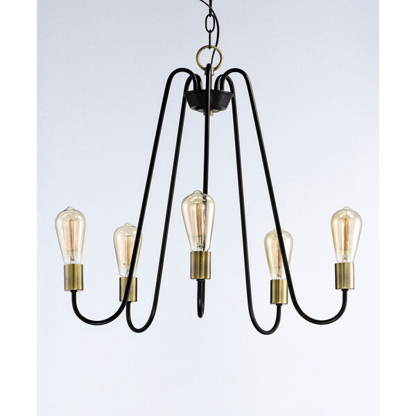 Haven Oil Rubbed Bronze and Antique Brass 23-Inch Five-Light Chandelier, image 3
