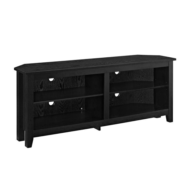 58-inch Wood Corner TV Console - Black, image 4