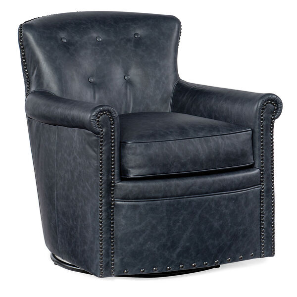 Dark Blue Swivel Club Chair, image 1