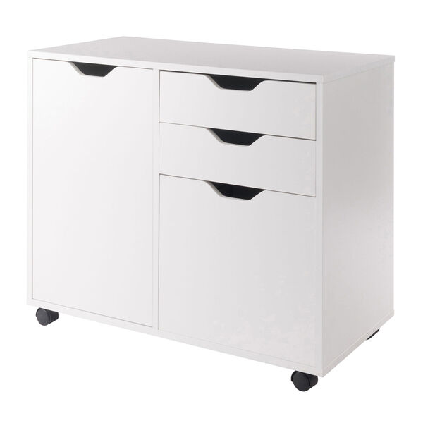 Halifax White Two-Section Mobile Filing Cabinet, image 1