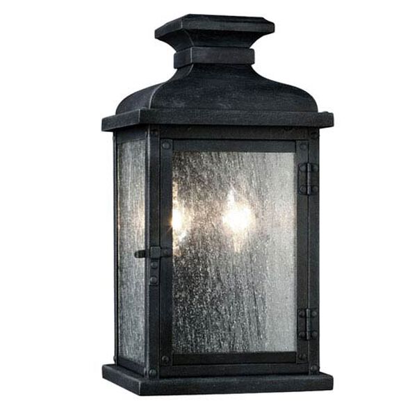 Wright Dark Weathered Zinc 13-Inch Two-Light Outdoor Wall Mount, image 1