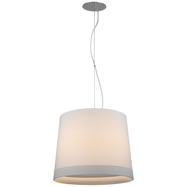 Sash Medium Hanging Shade in Polished Nickel with Linen Shade Banded by Barbara Barry, image 1