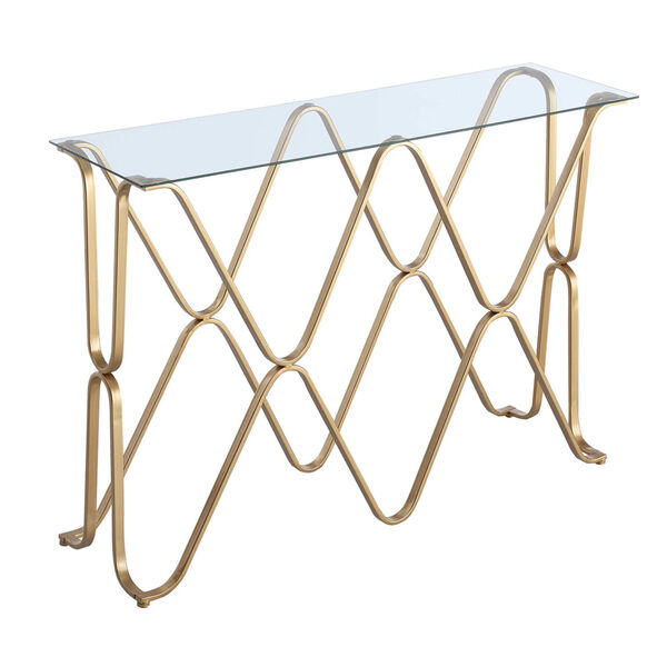 Neptune Gold Console Table with Clear Glass, image 1
