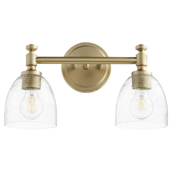Rossington Aged Brass and Clear Seeded Two-Light Bath Vanity, image 1