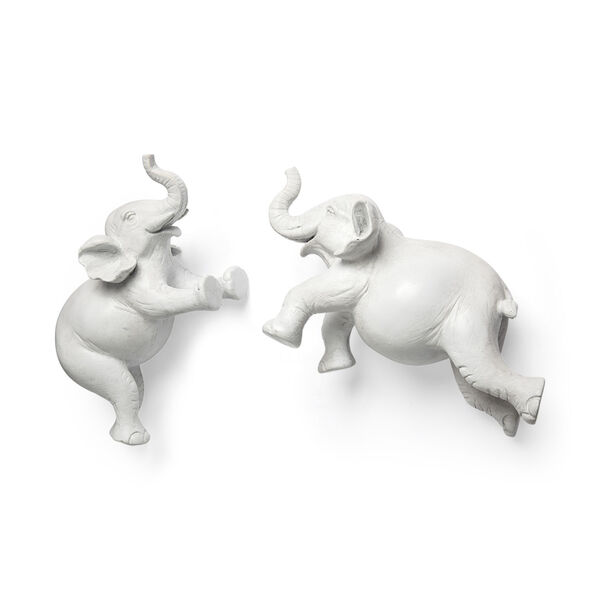 Maynard White Elephant Wall Sculpture, Set of Two, image 1