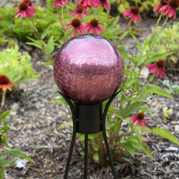 Purple Crackle Glass Gazing Globe with Stand, image 3