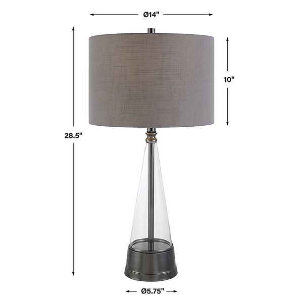 Loring Cone Glass Antique Nickel One-Light Table Lamp, image 3