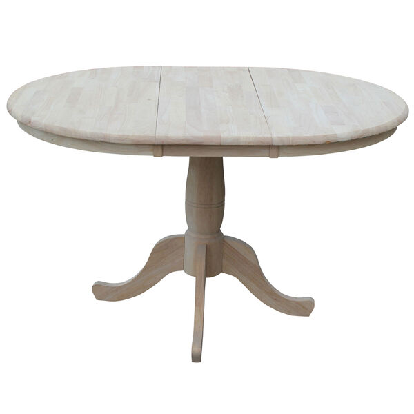 Unfinished 36-Inch Round Extension Dining Table with 12-Inch Leaf, image 2