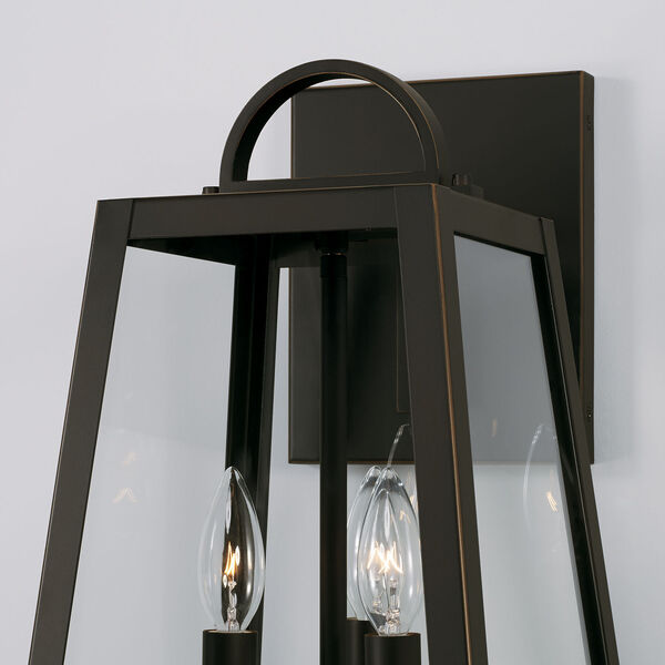 Leighton Oiled Bronze Three-Light Outdoor Wall Lantern with Clear Glass, image 5