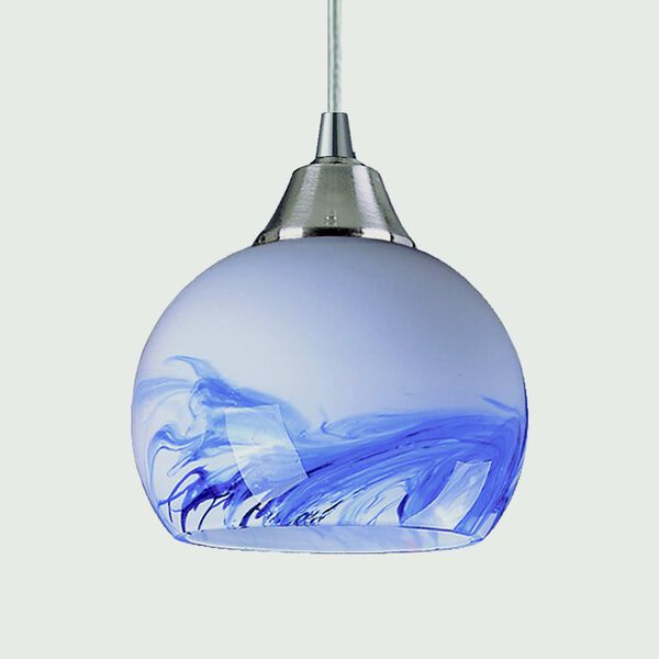 Mela Satin Nickel One-Light Mini Pendant with Mountain Glass, image 2