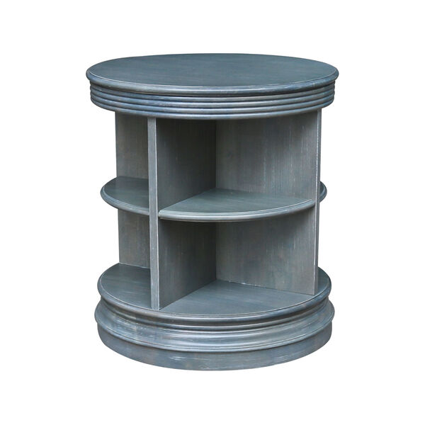 Library Antique Washed Heather Gray Round End Table, image 1