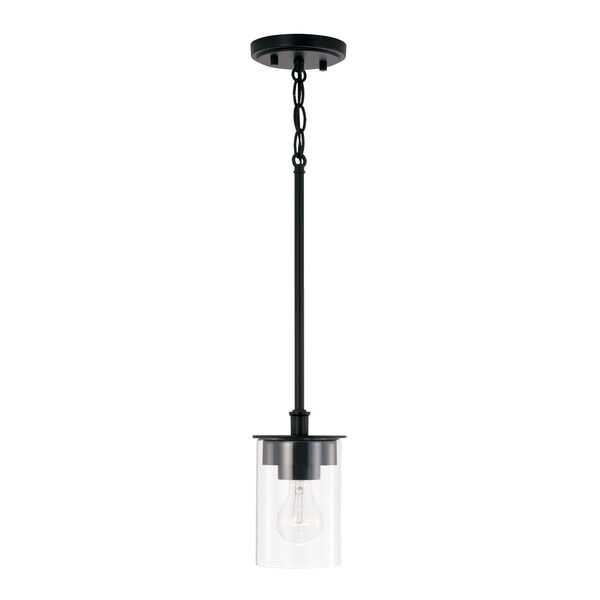 HomePlace Mason Matte Black One-Light Mi Semi-Flush or Pendant with Clear Glass, image 2