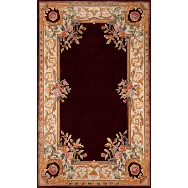 Harmony Floral Burgundy Rectangular: 3 Ft. 6 In. x 5 Ft. 6 In. Rug, image 1