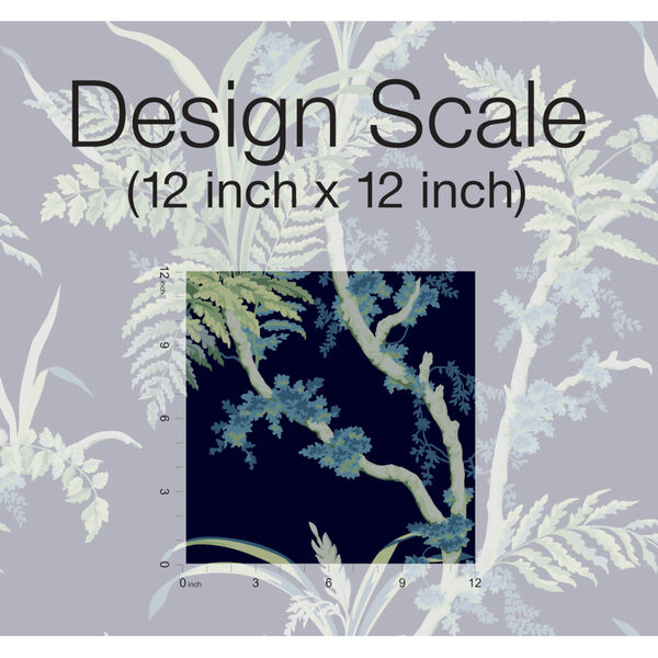 Grandmillennial Navy Green Enchanted Fern Pre Pasted Wallpaper - SAMPLE SWATCH ONLY, image 5