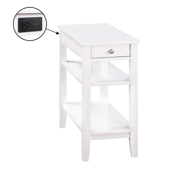 White American Heritage One Drawer Chairside End Table with Charging Station and Shelves, image 8