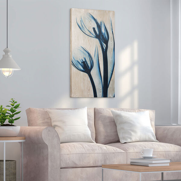 Blue Tulips II Giclee Printed on Hand Finished Ash Wood Wall Art, image 4