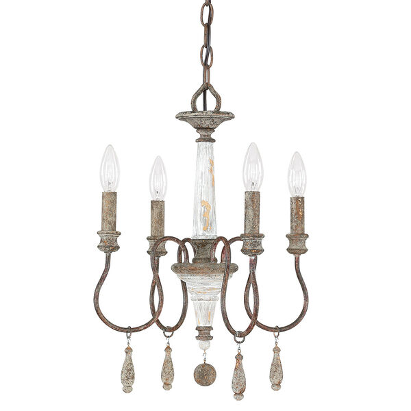 Zoe French Antique Four-Light 14-Inch Mini Chandelier, image 1