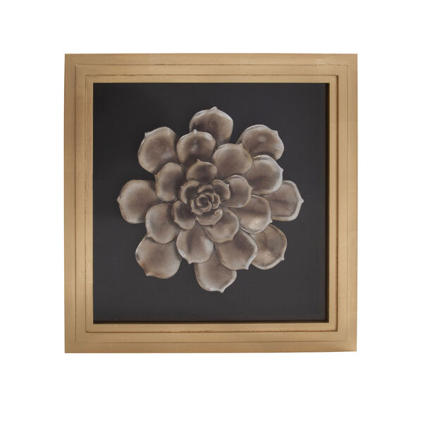 Antique Gold 15 x 15-Inch Camellia Flower Wood Wall Art, image 3