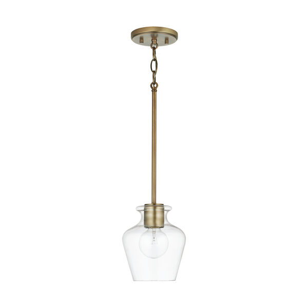 Danes One-Light Mini Pendant with Clear Glass, image 1