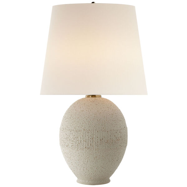 Toulon Table Lamp in Volcanic Ivory with Linen Shade by AERIN, image 1
