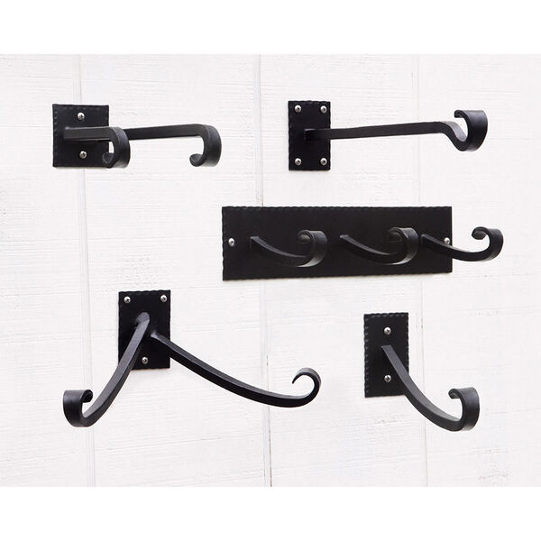 ACHLA Designs Black Powdercoat Lodge UpCurled Wall Bracket, Set of Two ...
