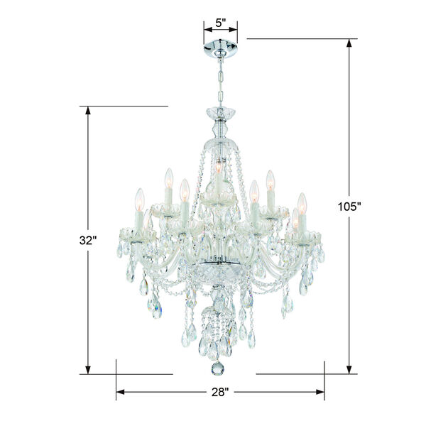 Candace Polished Chrome 28-Inch 12-Light Hand Cut Crystal Chandelier, image 5