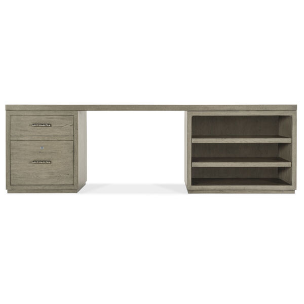 Linville Falls Smoked Gray 96-Inch Desk with One File and Open Desk Cabinet, image 5