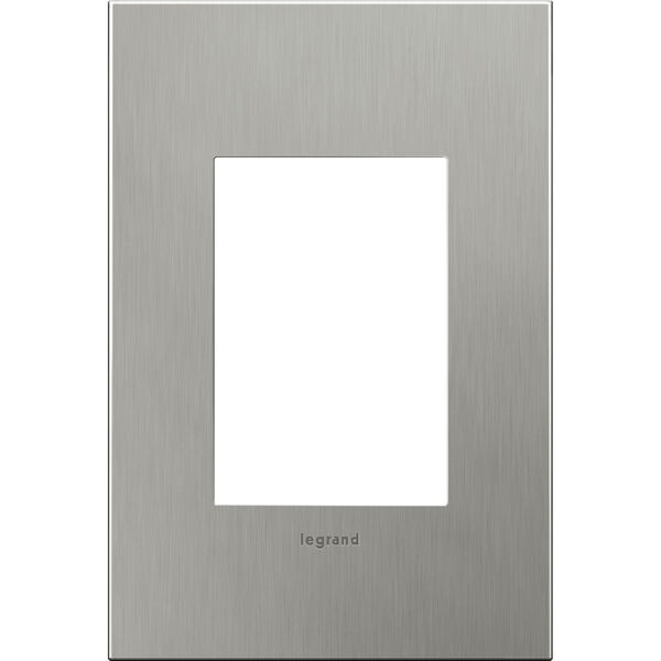Brushed Stainless Cast Metal Steel 3-Module Wall Plate, image 1