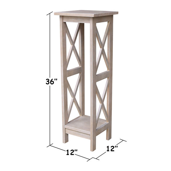 Solid Wood 36 inch X-sided Plant Stand in Washed Gray Taupe, image 2