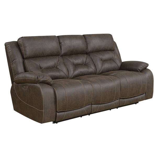 Aria Saddle Brown Power Recliner Sofa with Power Head Rest, image 1