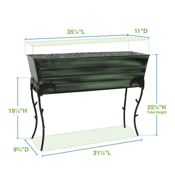 Green Patina 26-Inch Flower Box with Bella Stand, image 2