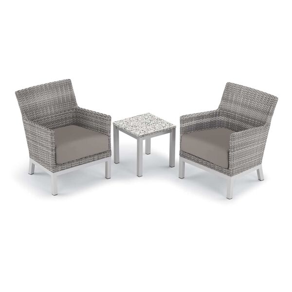 Argento and Travira Ash Stone Three-Piece Outdoor Club Chair and End Table Set, image 1