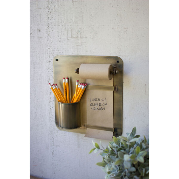 Brown Note Roll Wall Décor Rack with Pencil Holder, image 1