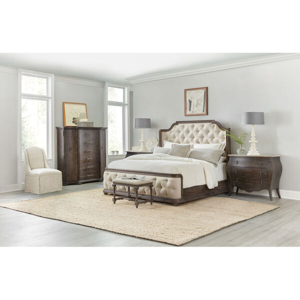 Traditions Rich Brown California King Upholstered Panel Bed, image 3