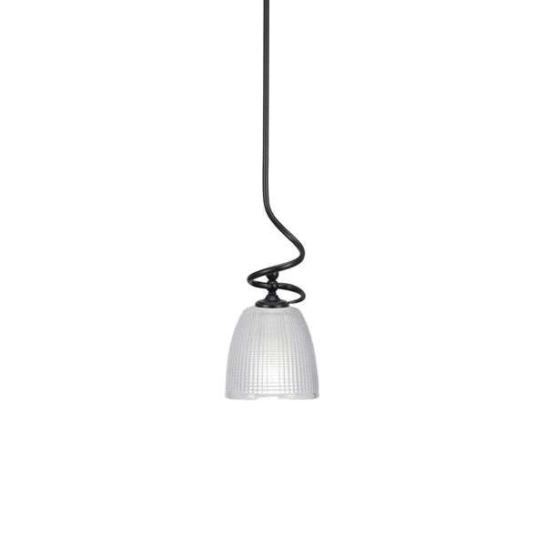 Capri Matte Black One-Light Mini Pendant with Five-Inch Clear Ribbed Glass, image 1