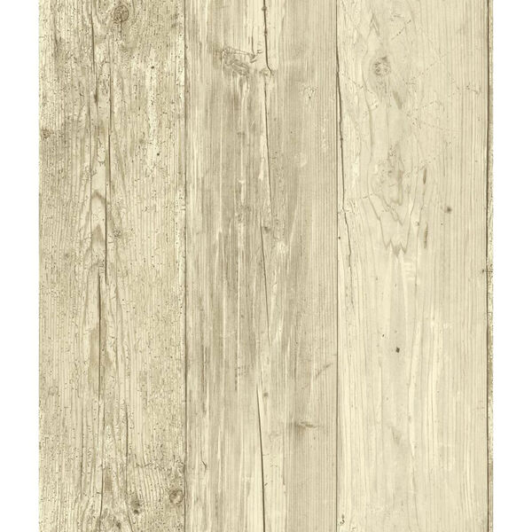 Welcome Home Cream, Light Taupe and Medium Taupe Wide Wooden Planks Wallpaper: Sample Swatch Only, image 1