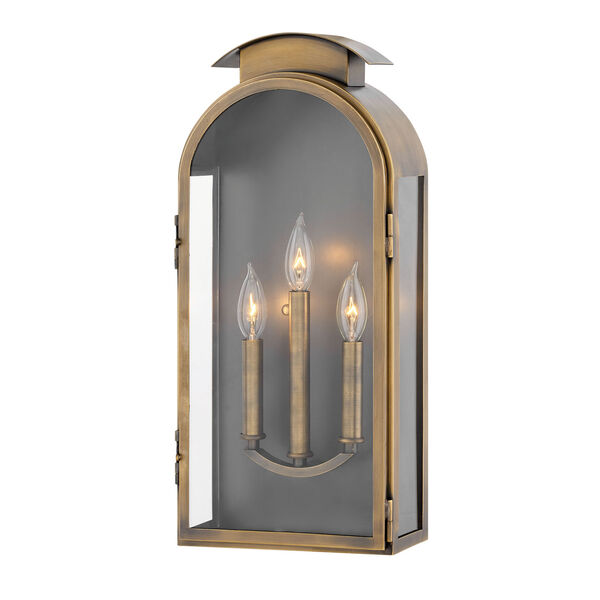 Rowley Light Antique Brass Three-Light Outdoor Large Wall Mount, image 1