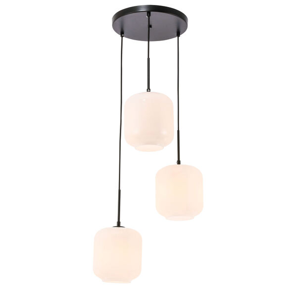 Collier Black 18-Inch Three-Light Pendant with Frosted White Glass, image 6