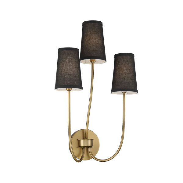 Lowry Natural Brass Three-Light Wall Sconce, image 3
