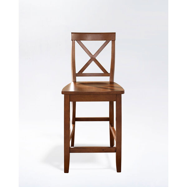 X-Back Bar Stool in Classic Cherry Finish with 24 Inch Seat Height- Set of Two, image 2