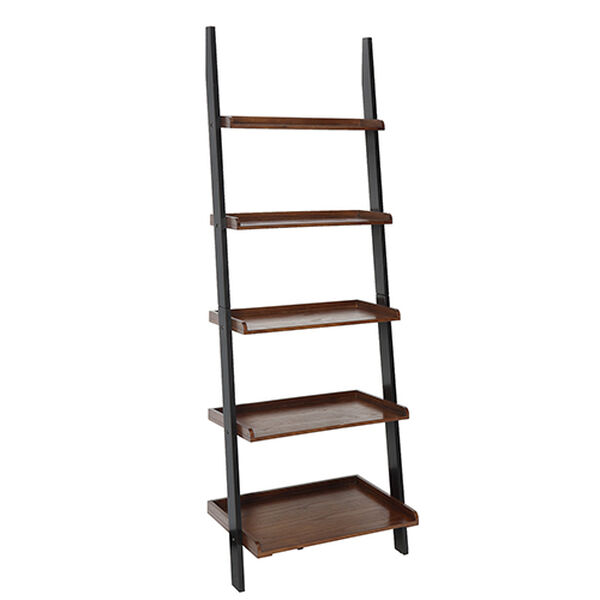 French Country Dark Walnut Bookshelf Ladder, image 3