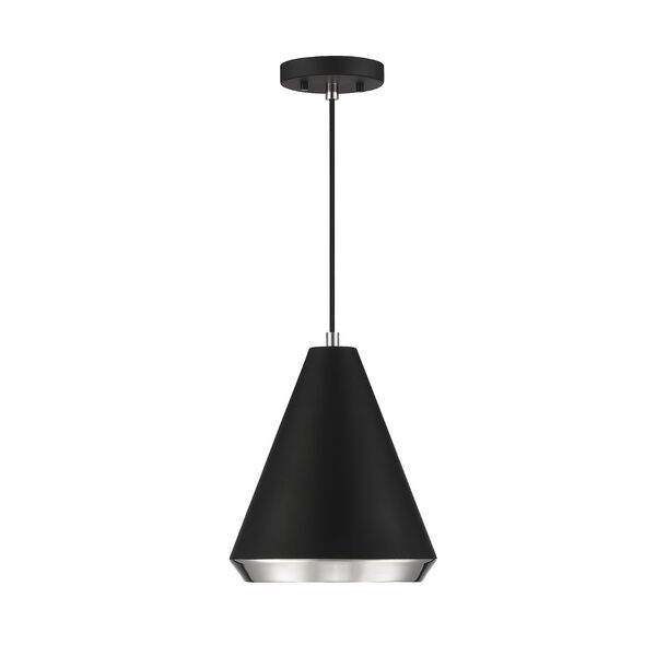 Chelsea Matte Black and Polished Nickel 10-inch One-Light Pendant, image 3