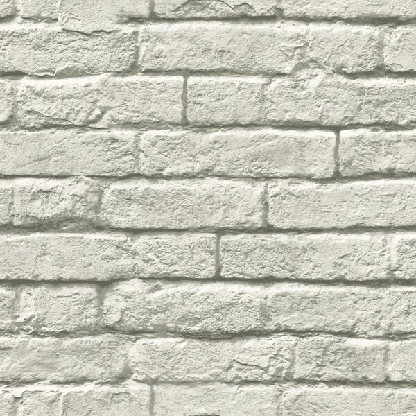 Brick-and-Mortar Gray and White Removable Wallpaper, image 1