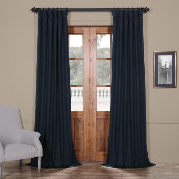 Polo Navy Solid Cotton Blackout Single Curtain Panel 50 x 84, image 1