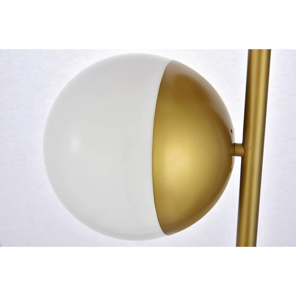 Eclipse Brass and Frosted White Three-Light Floor Lamp, image 5
