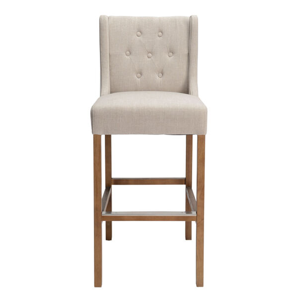 Karla French Beige and Natural Brown Bar Stool, image 2